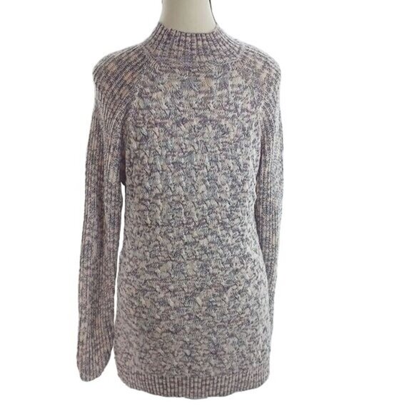 Croft & Barrow Sweater Pink Purple Knit Tunic Mock Neck Womens Size Medium - Picture 5 of 7